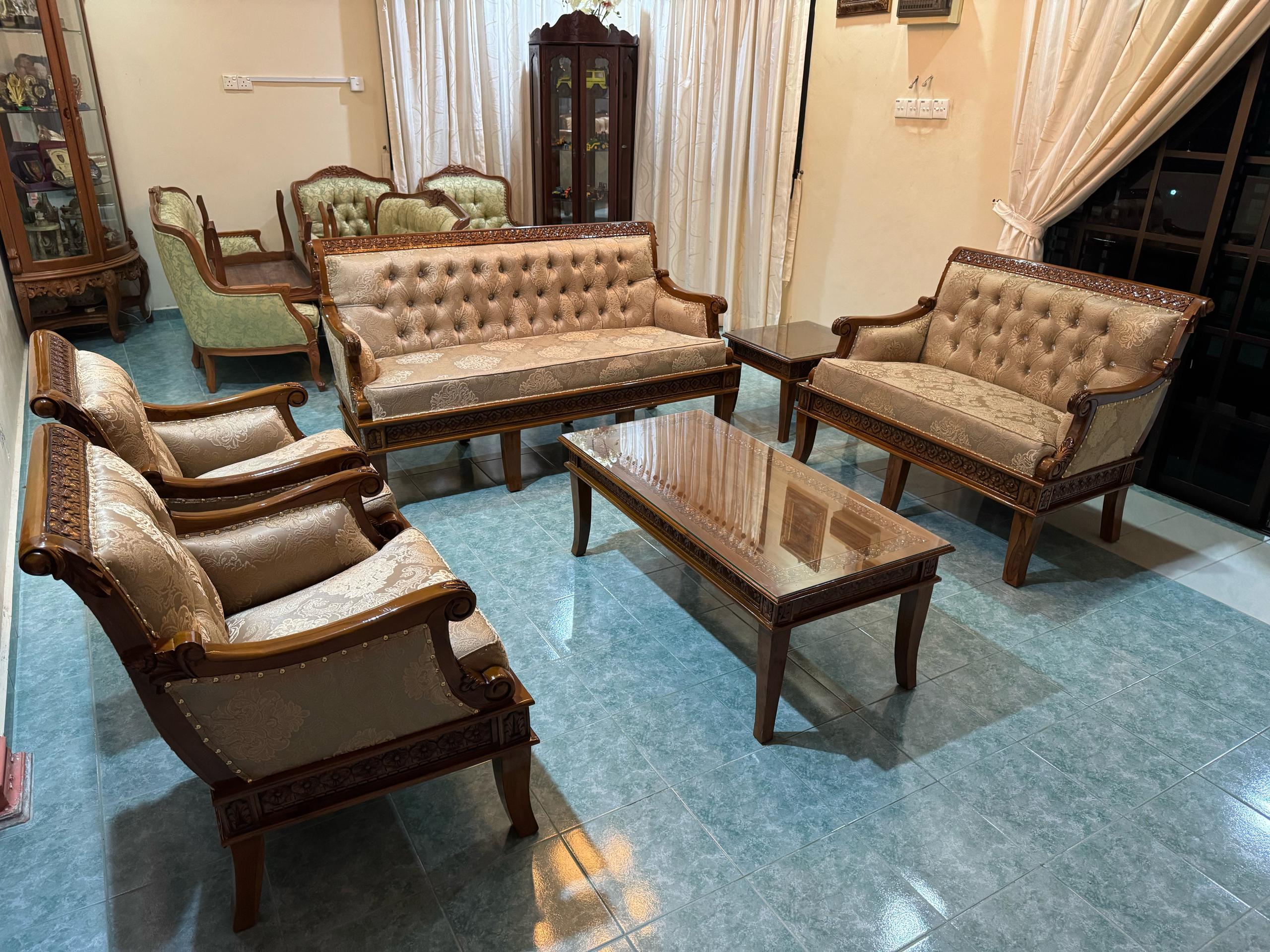 Set Sofa Alladin Berkusyen 3+2+1+1 | Fabrik Mewah | RM12,999