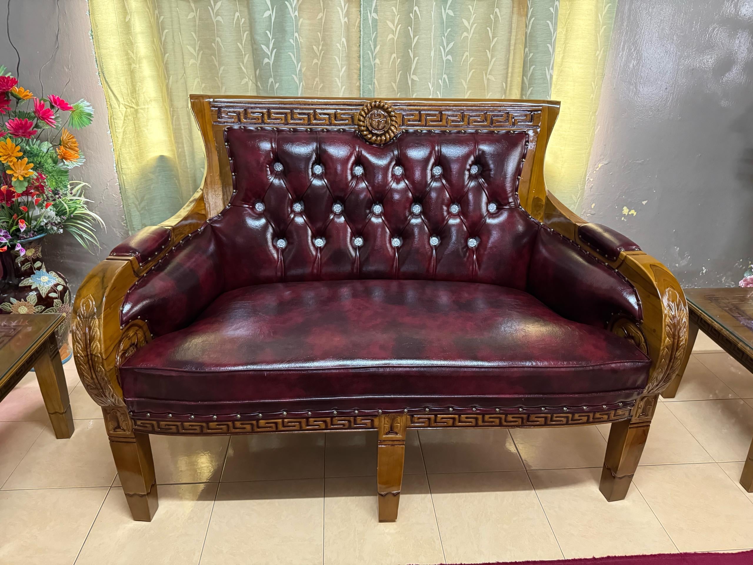 Set Sofa Kayu Serena 3+2+1+1 | Fabrik Kulit Sintetik Mewah | RM7,999 Gred B