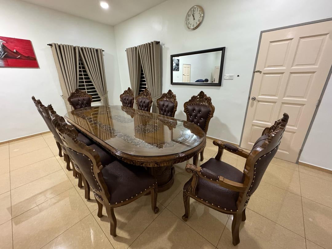SET MEJA MAKAN GENDONG 8 KERUSI BERKUSYEN GRED A
