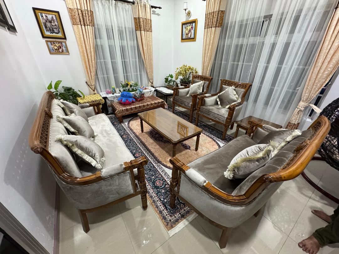 Set Sofa Kayu Jati Mewah 3+2+1+1 - Klasik Jepara Gred A