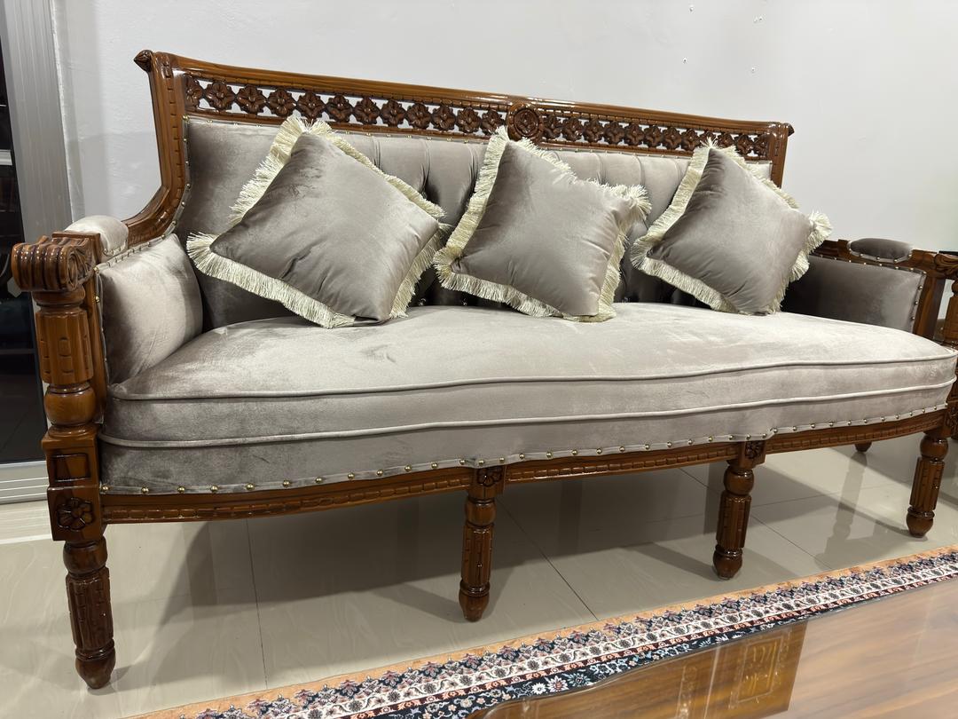 Set Sofa Kayu Jati Mewah 3+2+1+1 - Klasik Jepara Gred A
