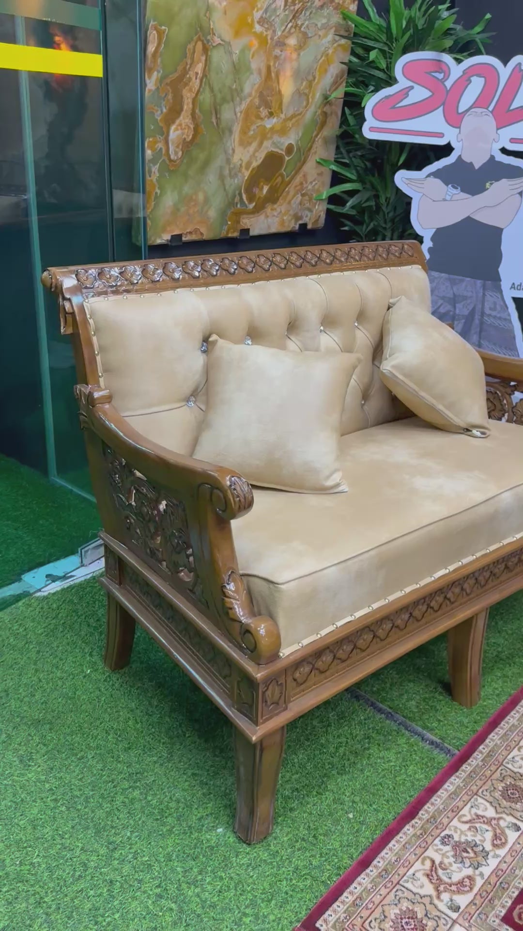Load video: Set Sofa Alladin (3+2+1+1) + Meja Kopi Gred A